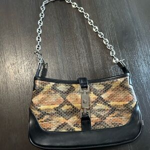 XOXO Black and Tan Patterned Shoulder Bag